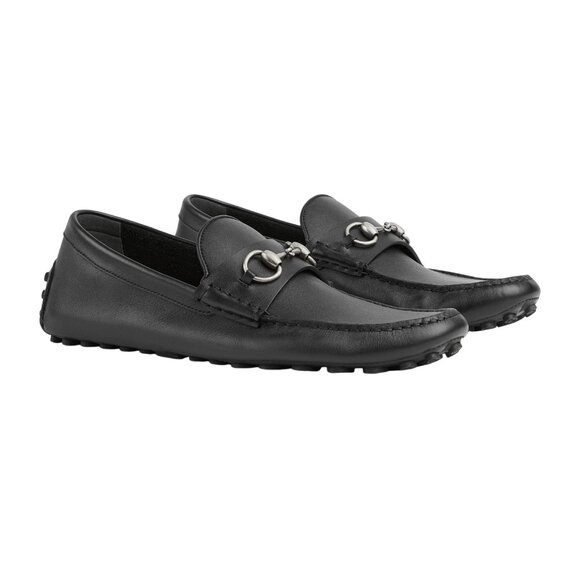 GUCCI Driver $895 Men\'s Black Leather With Horsebit Loafers UK 10.5 main image 5